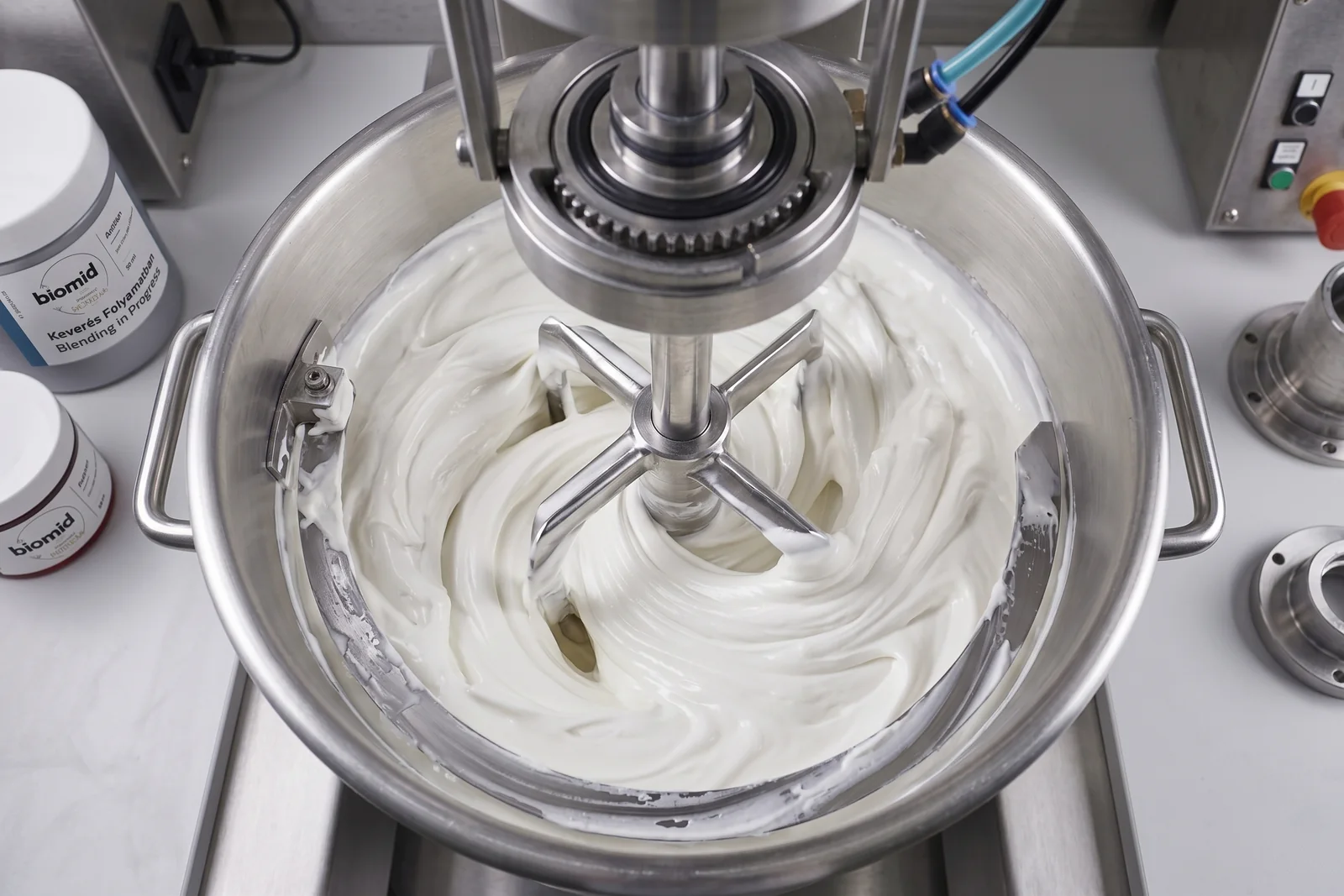 A keverő a laboratóriumban, formulázás közben